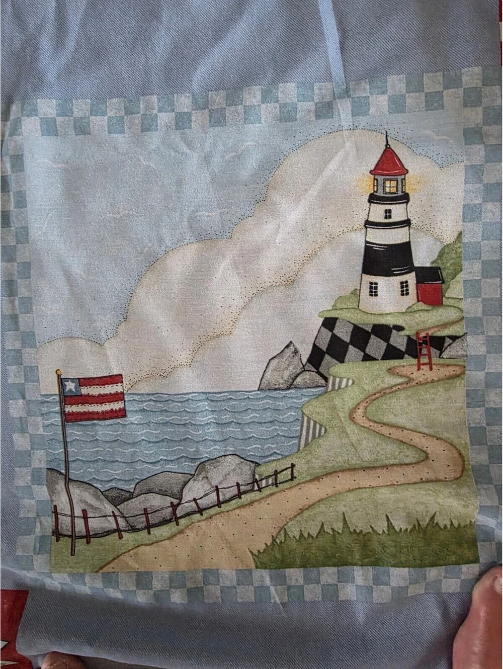 Nautical Lighthouse Patterned Fabric shower curtin